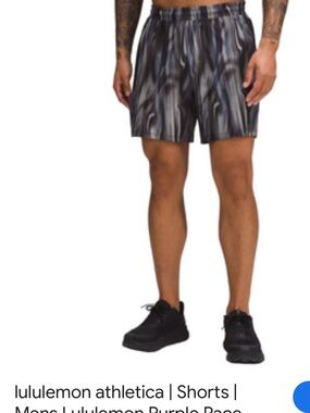 lululemon athletica Black and Gray Patterned Men’s Athletic Shorts Size M